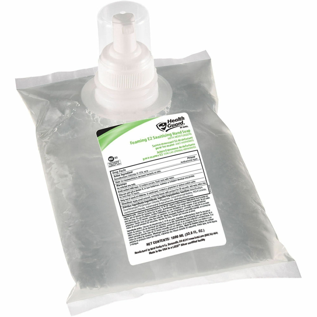Health Guard Foaming E2 Sanitizing Hand Soap - 1.06 quart - Kill Germs - Hand, Multipurpose - Antibacterial - Pale Yello