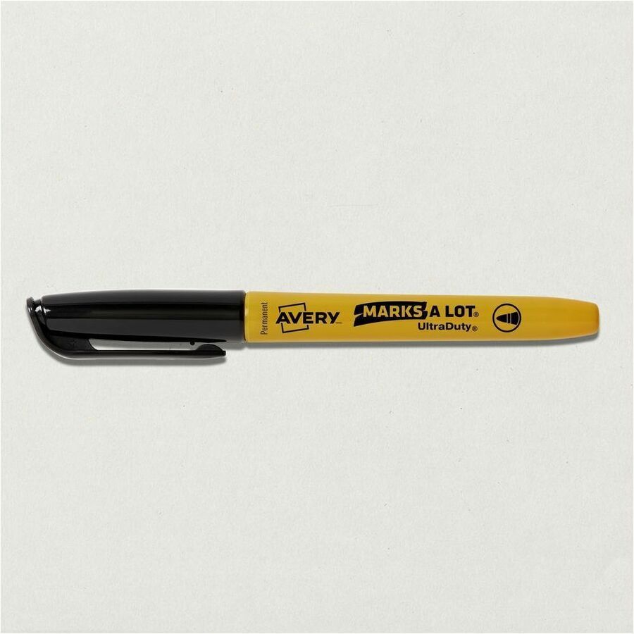 Avery® Marks A Lot UltraDuty Markers - Bullet, 1 mm Marker Point - Black Ink - Writing - 12 / Pack