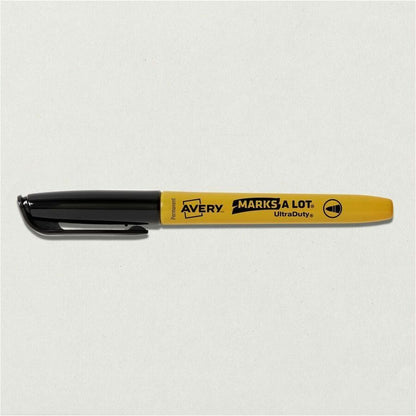 Avery® Marks A Lot UltraDuty Markers - Bullet, 1 mm Marker Point - Black Ink - Writing - 12 / Pack