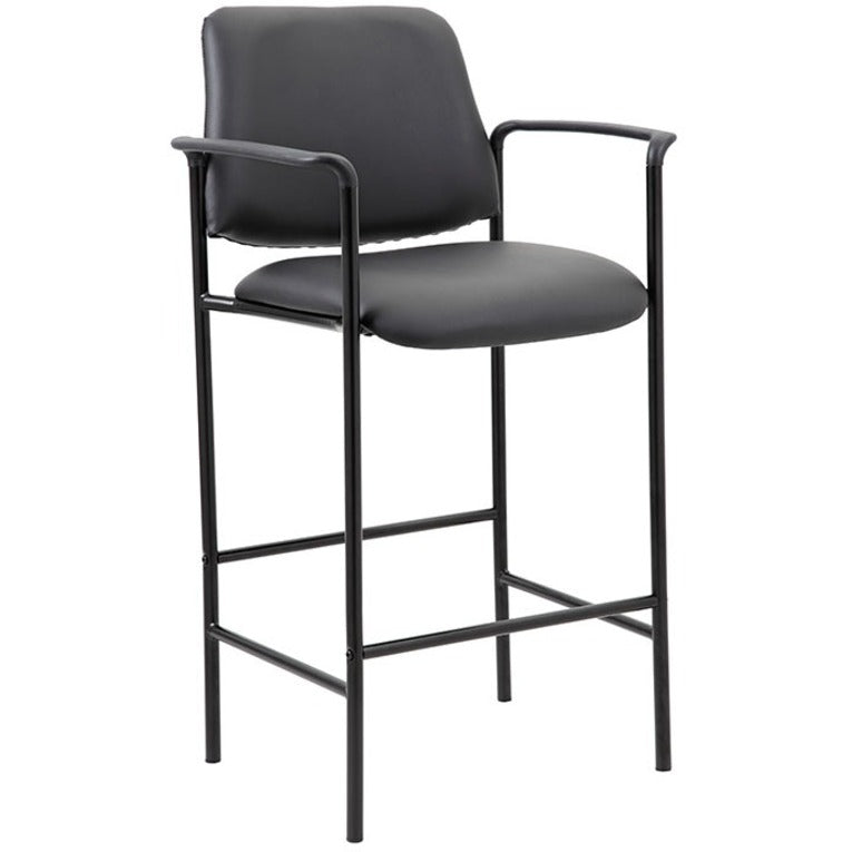 Boss Square Back Stool - Black Seat Color - Vinyl Seat Material - Black Back Color - Black Frame Color - Armrest - 1 Eac