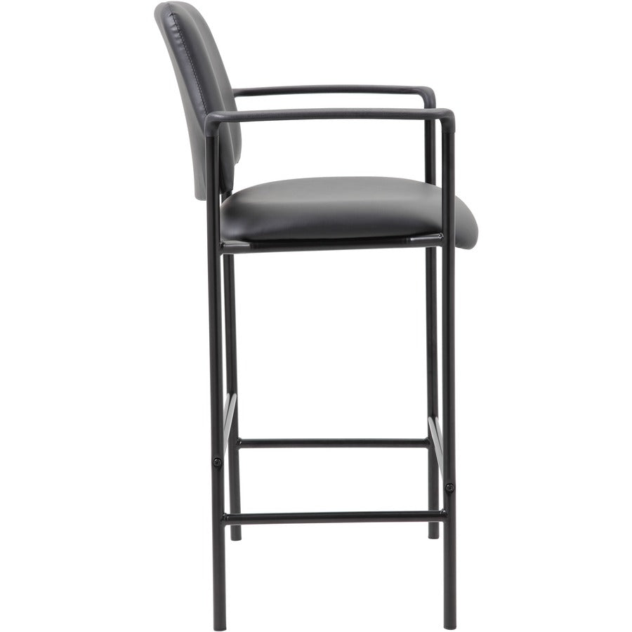 Boss Square Back Stool - Black Seat Color - Vinyl Seat Material - Black Back Color - Black Frame Color - Armrest - 1 Eac
