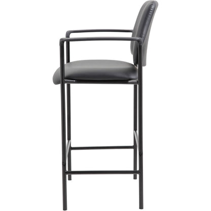 Boss Square Back Stool - Black Seat Color - Vinyl Seat Material - Black Back Color - Black Frame Color - Armrest - 1 Eac