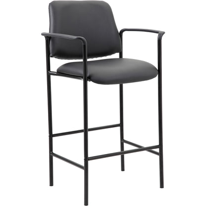 Boss Square Back Stool - Black Seat Color - Vinyl Seat Material - Black Back Color - Black Frame Color - Armrest - 1 Eac