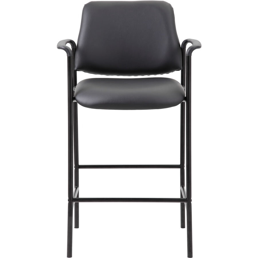 Boss Square Back Stool - Black Seat Color - Vinyl Seat Material - Black Back Color - Black Frame Color - Armrest - 1 Eac