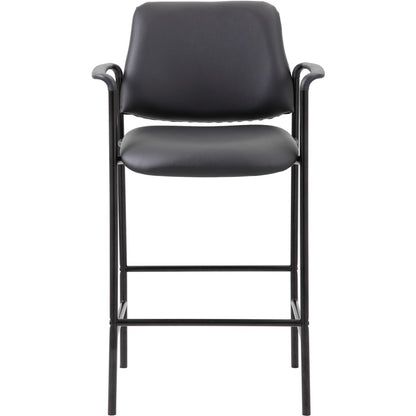 Boss Square Back Stool - Black Seat Color - Vinyl Seat Material - Black Back Color - Black Frame Color - Armrest - 1 Eac