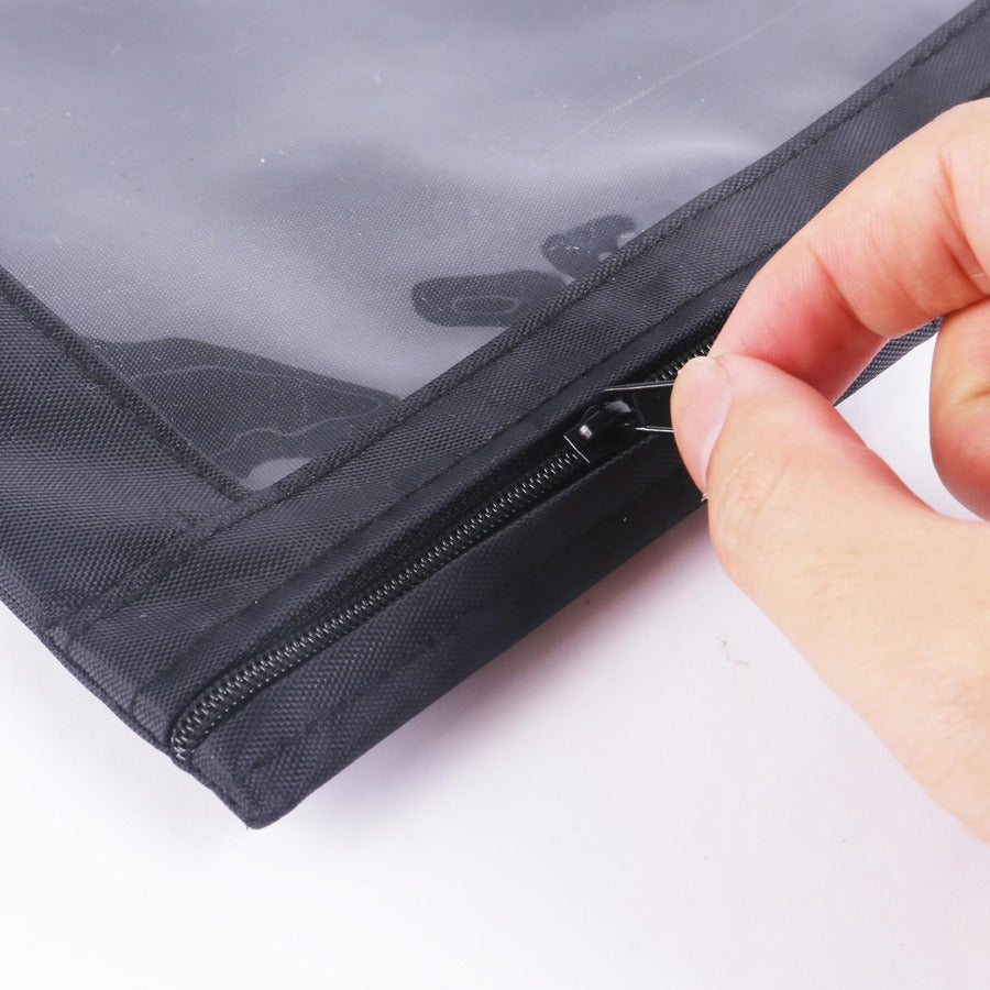 Business Source Binder Pencil Pouch - 10" Height x 7.4" Width - Black - 6 / Pack
