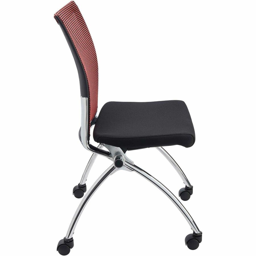 Safco Valore High Back Training Chair - Black Seat Color - Foam Seat Material - Red Back Color - Steel, Chrome Frame Mat