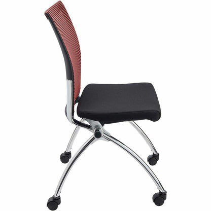 Safco Valore High Back Training Chair - Black Seat Color - Foam Seat Material - Red Back Color - Steel, Chrome Frame Mat