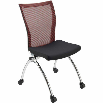 Safco Valore High Back Training Chair - Black Seat Color - Foam Seat Material - Red Back Color - Steel, Chrome Frame Mat