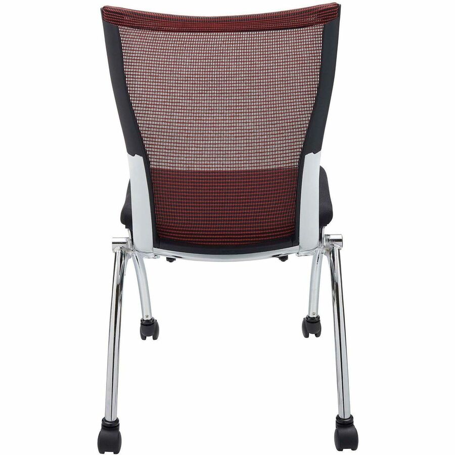 Safco Valore High Back Training Chair - Black Seat Color - Foam Seat Material - Red Back Color - Steel, Chrome Frame Mat