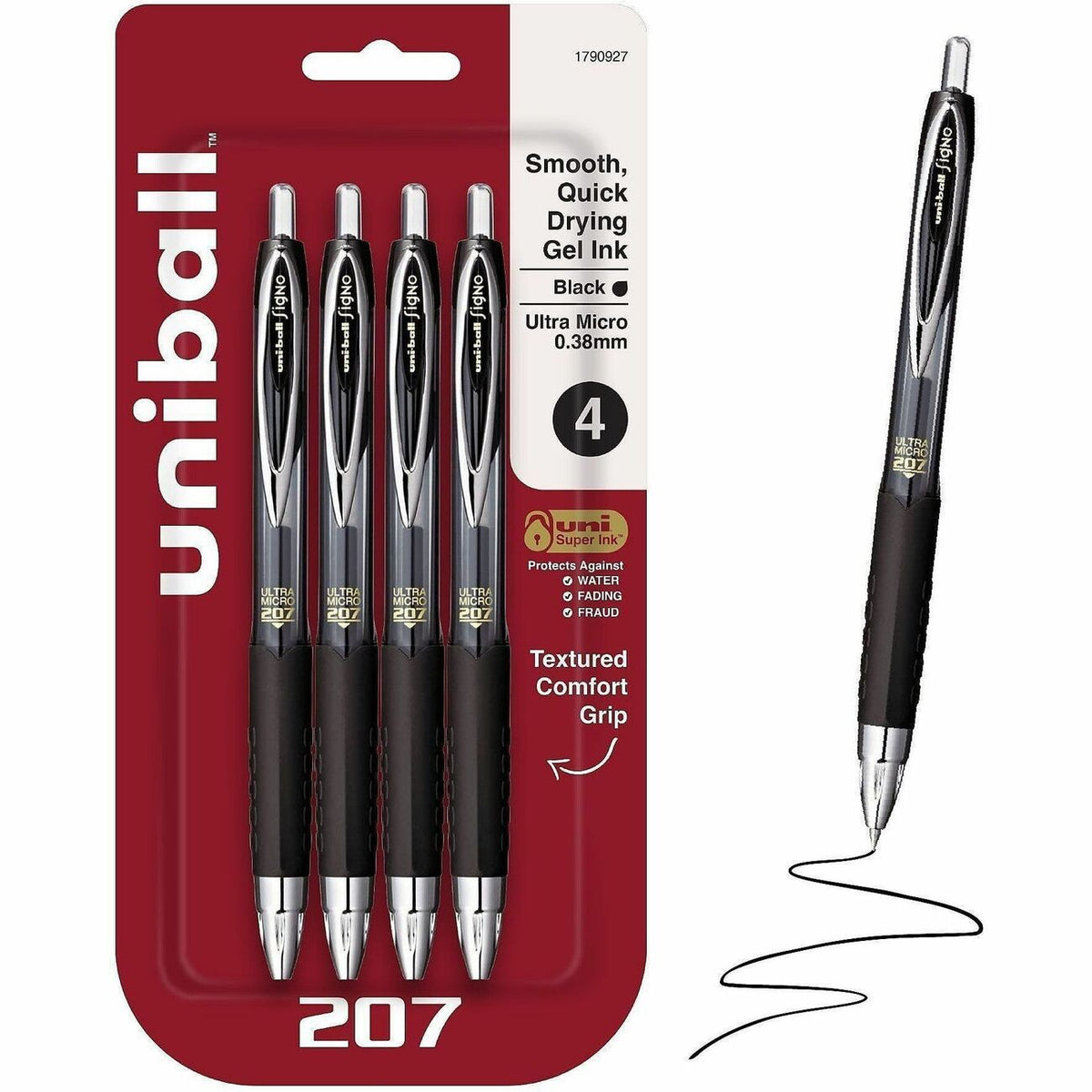 uniball™ 207 Gel Pen - Ultra Micro Conical Pen Point - Refillable - Retractable - Black Ink - Gel-based, Pigment-based -