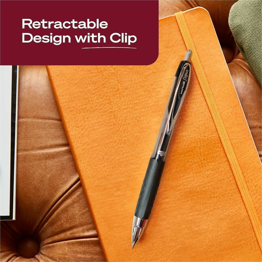 uniball™ 207 Gel Pen - 0.7 mm Medium Pen Point - Refillable - Retractable - Black Ink - Gel-based - Plastic Barrel - Tun