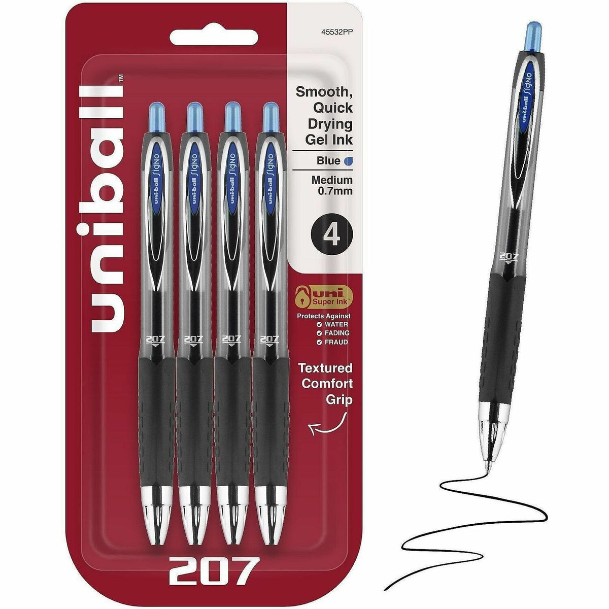 uniball™ 207 Gel Pen - 0.7 mm Medium Pen Point - Refillable - Retractable - Blue Ink - Gel-based - Plastic Barrel - Tung