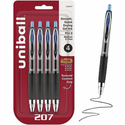 uniball™ 207 Gel Pen - 0.7 mm Medium Pen Point - Refillable - Retractable - Blue Ink - Gel-based - Plastic Barrel - Tung
