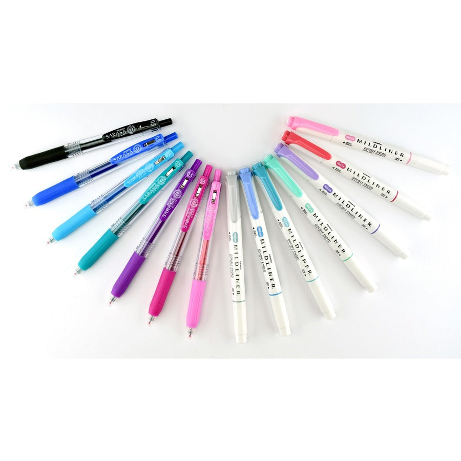 Zebra SARASA Clip Pen/MIDLINER Marker Journaling Set - 0.5 mm, 1 mm Pen Point Size - Broad, Fine Marker Point - 14 / Pac