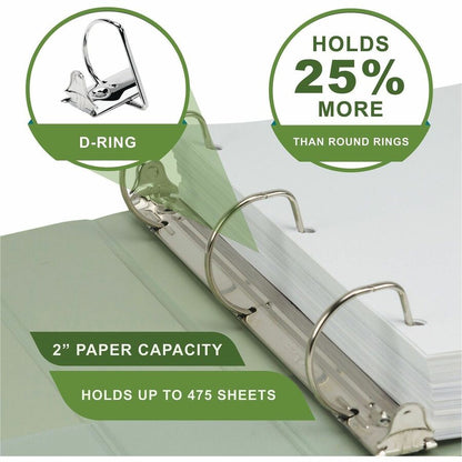 Samsill Eco-Conscious View Binder - 2" Binder Capacity - Letter - 8 1/2" x 11" Sheet Size - 3 Ring - Fastener: D-Ring - 
