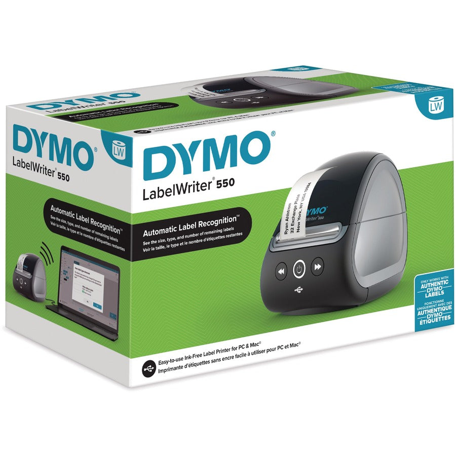 Dymo LabelWriter 550 Direct Thermal Printer - Monochrome - Label Print - USB - USB Host - Black - 2.20" Print Width - 1 