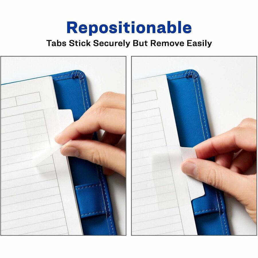 Avery® Ultra Tabs Repositionable Multi-Use Tabs - 24 Tab(s) - 8 Tab(s)/Set - Removable - Clear Film, White Paper Tab(s) 