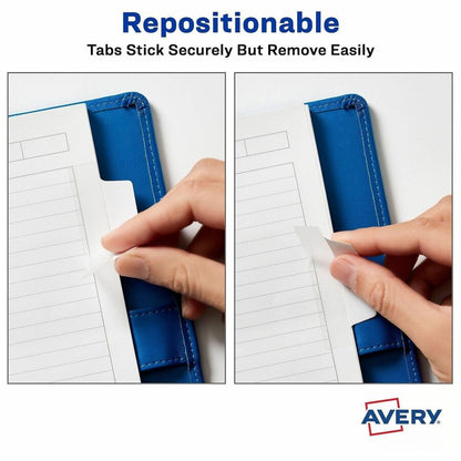 Avery® Ultra Tabs Repositionable Margin Tabs - 24 Tab(s) - 6 Tab(s)/Set - Removable - Clear Film, White Paper Tab(s) - 2