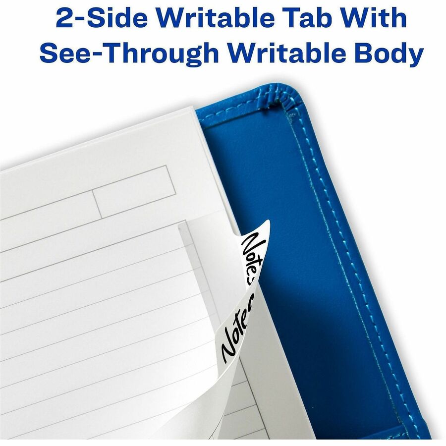 Avery® Ultra Tabs Repositionable Margin Tabs - 24 Tab(s) - 6 Tab(s)/Set - Removable - Clear Film, White Paper Tab(s) - 2