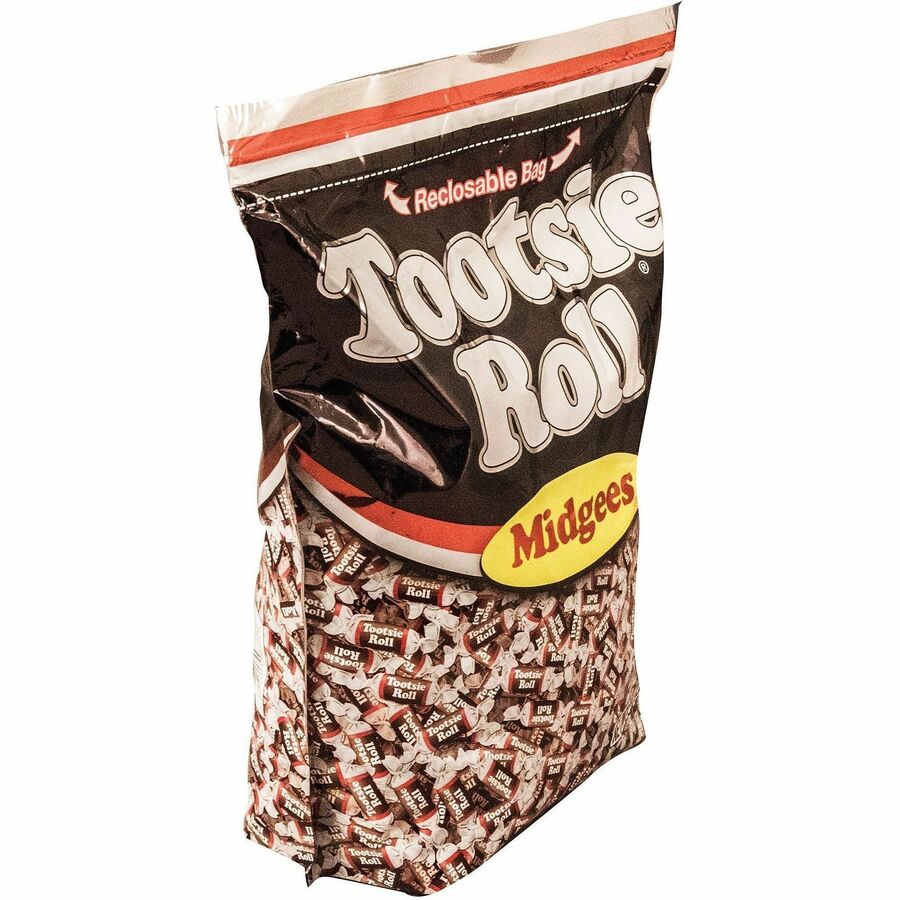 Tootsie Roll Midgees Candy - Assorted - Individually Wrapped, Resealable Container - 5 lb - 760 Bag - 1 Bag