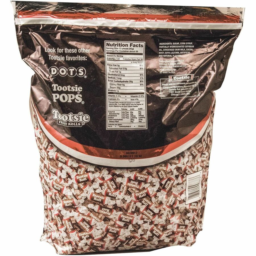 Tootsie Roll Midgees Candy - Assorted - Individually Wrapped, Resealable Container - 5 lb - 760 Bag - 1 Bag