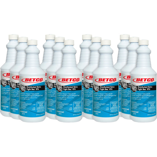 Betco Fight-Bac RTU Disinfectant Cleaner - For Multi Surface - Ready-To-Use - Spray - 32 fl oz (1 quart) - Citrus Floral