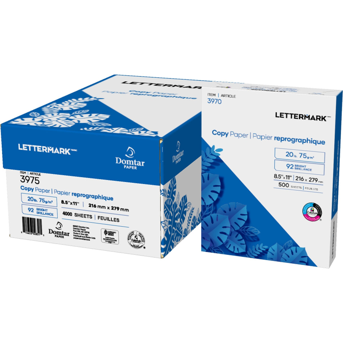 Lettermark Copy Paper - White - 20 lb Basis Weight - Sustainable Forestry Initiative (SFI) - 8 / Carton