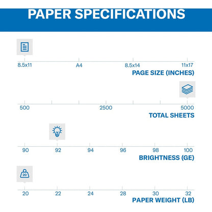 Hammermill Copy Plus Paper - White - 92 Brightness - Letter - 8 1/2" x 11" - 20 lb Basis Weight - FSC - Acid-free, Quick
