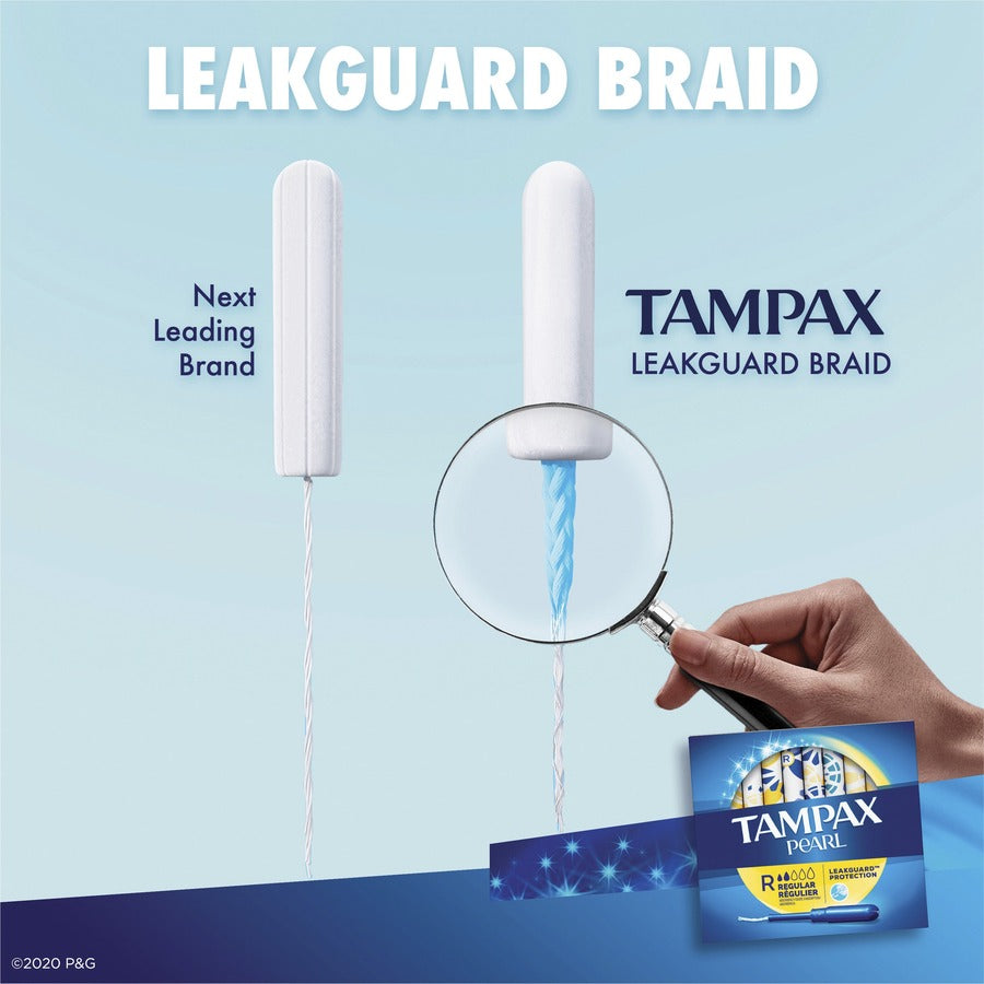 Tampax Pearl Regular Tampons - Regular - Plastic Applicator - Anti-leak, Comfortable, Unscented - 36/Box - 12 / Carton