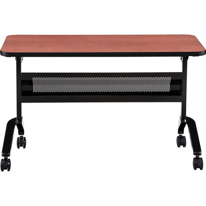 Safco Flip-N-Go Rectangular Training Table - Biltmore Cherry Rectangle Top - Black Base - 150 lb Capacity - 1 Each