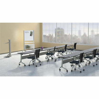 Safco Flip-N-Go Rectangular Training Table - Biltmore Cherry Rectangle Top - Black Base - 150 lb Capacity - 1 Each