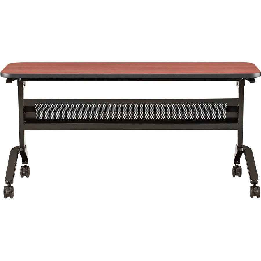 Safco Flip-N-Go Rectangular Training Table - Biltmore Cherry Rectangle Top - Black Base - 150 lb Capacity - 1 Each