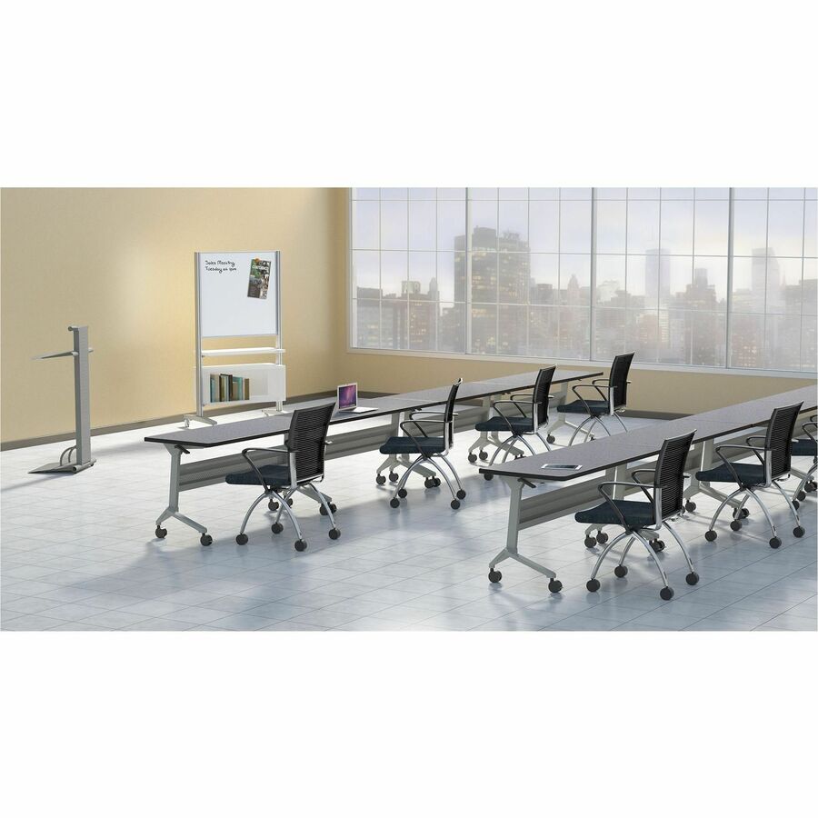 Safco Flip-N-Go Rectangular Training Table - Biltmore Cherry Rectangle Top - Black Base - 150 lb Capacity - 1 Each