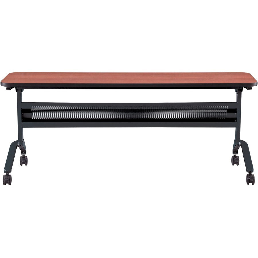 Safco Flip-N-Go Rectangular Training Table - Biltmore Cherry Rectangle Top - Black Base - 150 lb Capacity - 1 Each