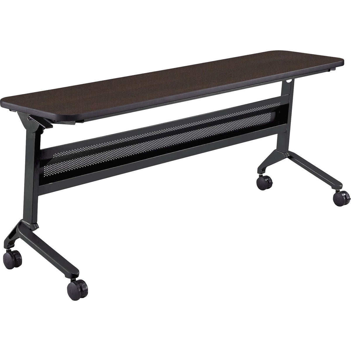 Safco Flip-N-Go Rectangular Training Table - Mocha Rectangle Top - Black Base - 150 lb Capacity - 1 Each
