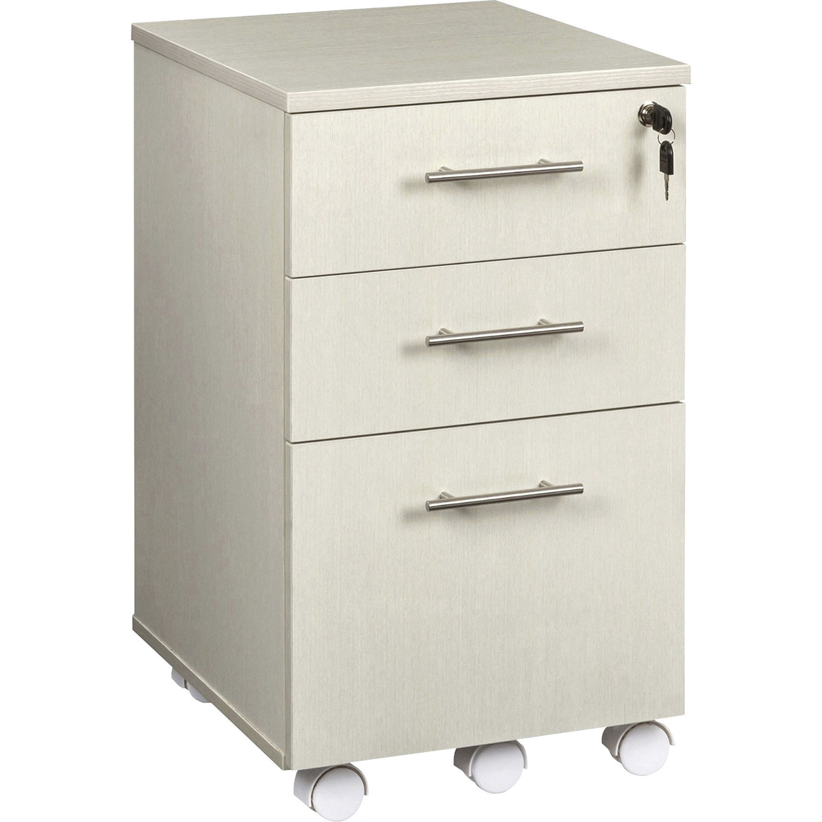 Safco Medina Mobile Pedestal - 26.8" Height x 15.5" Width x 18" Depth - Total Drawer(s): 3 - Single Pedestal - Beveled E
