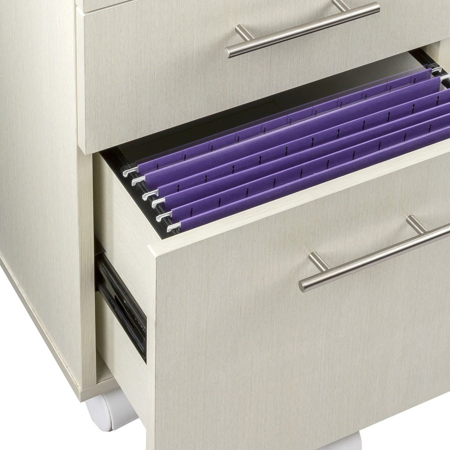 Safco Medina Mobile Pedestal - 26.8" Height x 15.5" Width x 18" Depth - Total Drawer(s): 3 - Single Pedestal - Beveled E