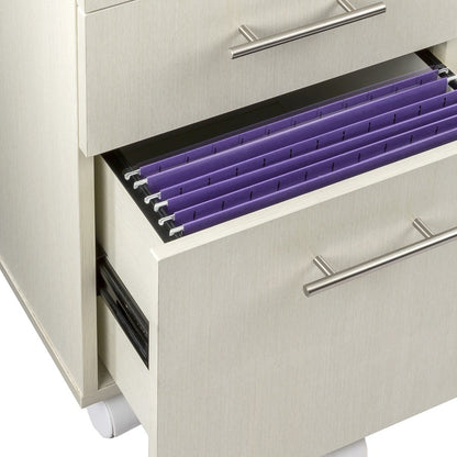 Safco Medina Mobile Pedestal - 26.8" Height x 15.5" Width x 18" Depth - Total Drawer(s): 3 - Single Pedestal - Beveled E