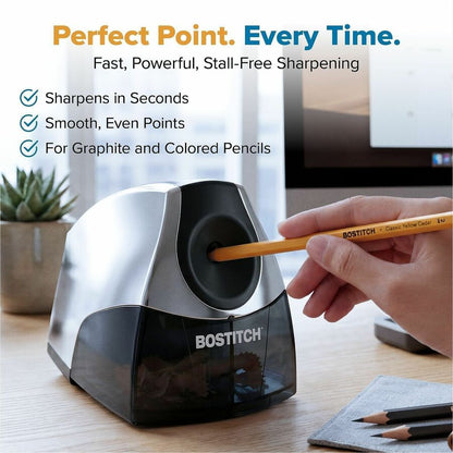 Bostitch Personal Electric Pencil Sharpener - 4" Width x 8.3" Depth - Gray - 1 Each