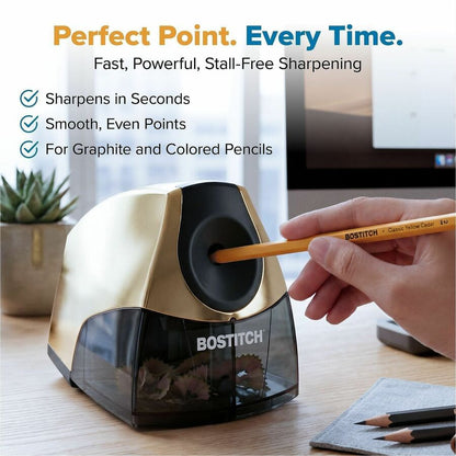 Bostitch Personal Electric Pencil Sharpener - 4" Width x 8.3" Depth - Yellow - 1 Each