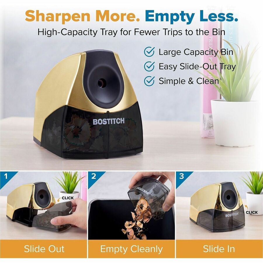 Bostitch Personal Electric Pencil Sharpener - 4" Width x 8.3" Depth - Yellow - 1 Each