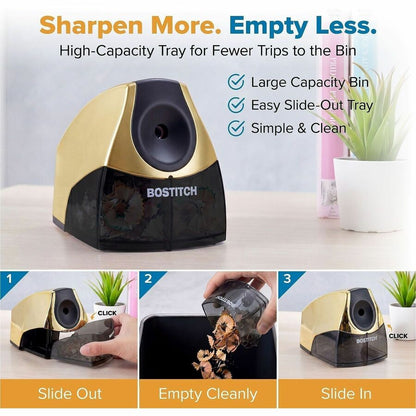 Bostitch Personal Electric Pencil Sharpener - 4" Width x 8.3" Depth - Yellow - 1 Each
