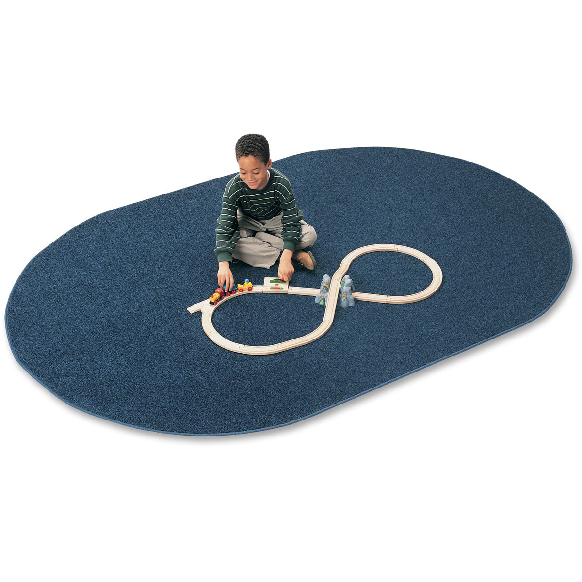 Carpets for Kids® Solid Color Mt. St. Helens Carpet Rug - Floor Rug - 90" Length x 12 ft Width - Oval - Marine Blue - Ny