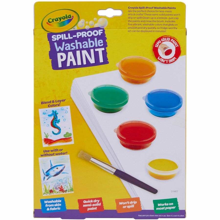 Crayola Spill Proof Washable Paint Set - 5 Color(s) - Multicolor - Washable - 1 Kit