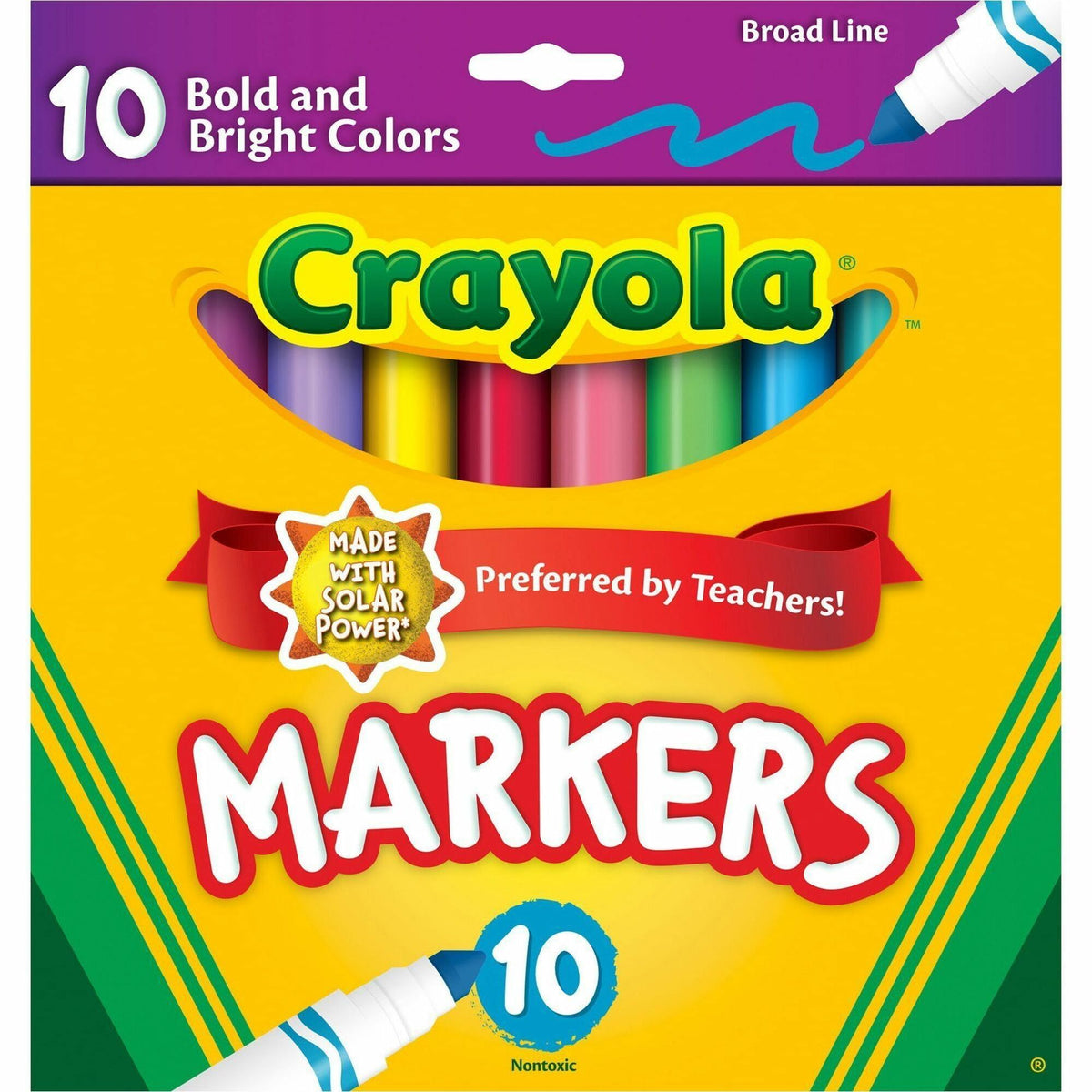 Crayola Bright/Bold Broad Line Markers - Multicolor Ink - 10 / Pack
