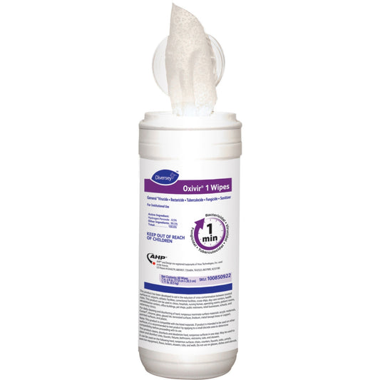 Diversey Oxivir 1 Wipes - Ready-To-Use - Characteristic, Cherry Almond Scent - 8" Length x 7" Width - 12 / Carton