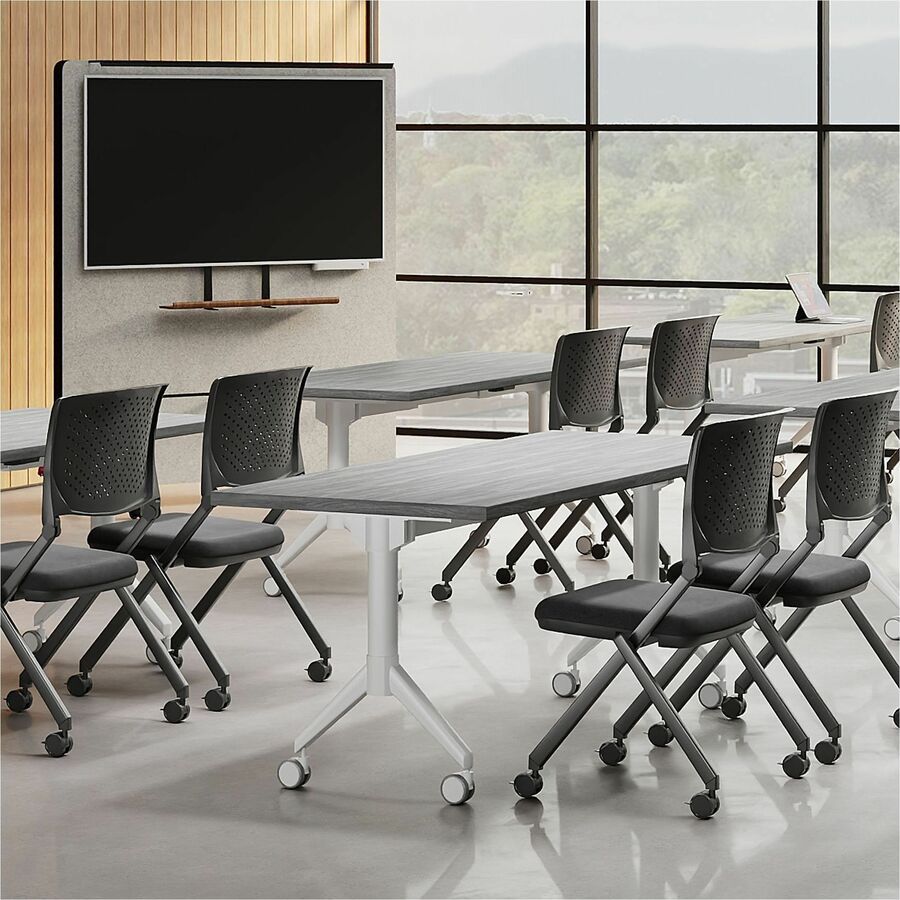 Lorell Spry Nesting Training Table Base - White Folding Base - 2 Legs - 29.50" Height - Assembly Required - Cold-rolled 