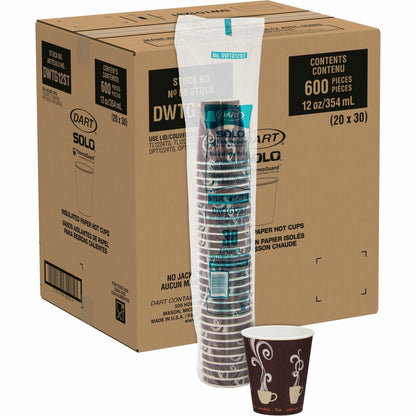 Solo ThermoGuard 12 oz Double Walled Paper Hot Cups - 12 fl oz - Multi - Paper, Polyethylene - Hot Drink, Beverage - 30/