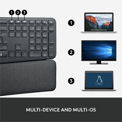 Logitech ERGO K860 Split Ergonomic Keyboard - Wireless Connectivity - Bluetooth - 32.81 ft - ChromeOS - PC, Mac - AAA Ba
